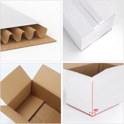 25 Pack Small Shipping Boxes 7X4X4 Inches, White Corrugated Cardboard Box for Sh