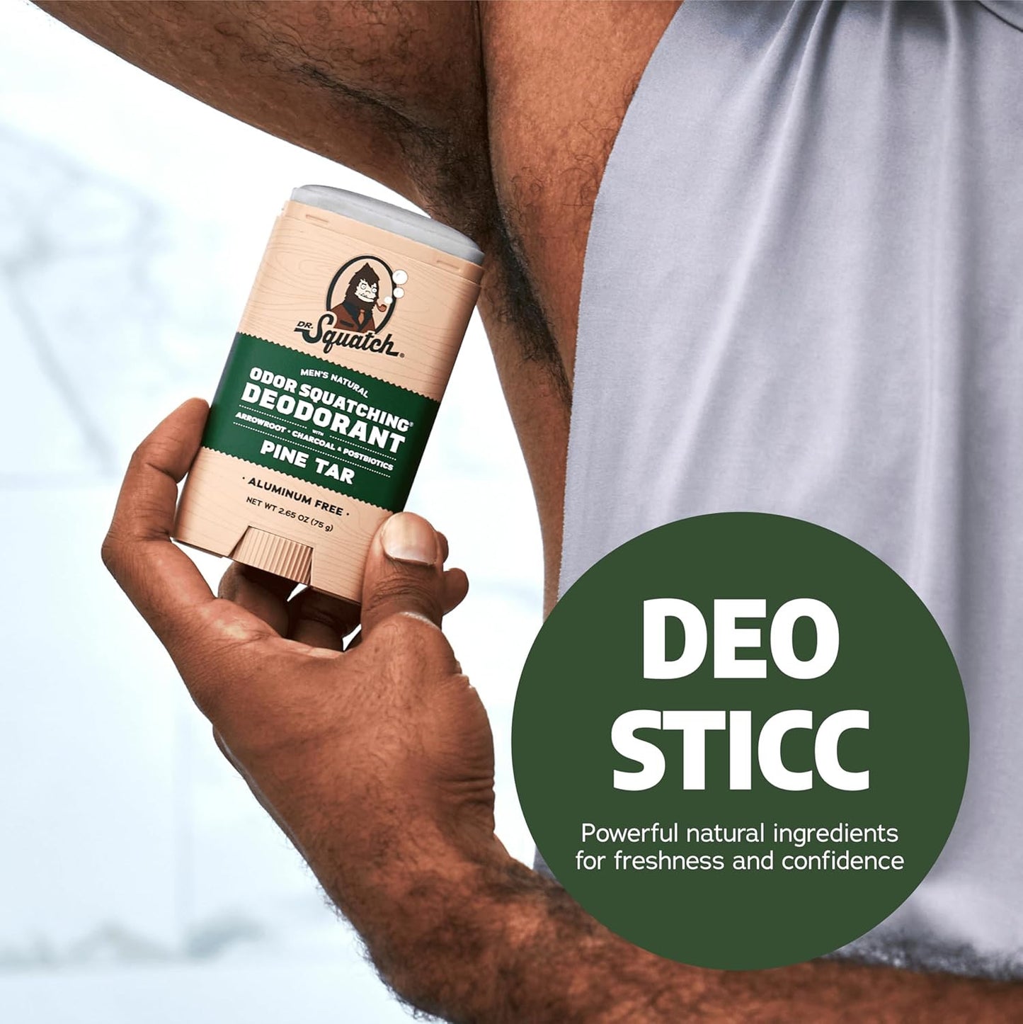 Natural Deodorant for Men - Odor-Squatching Aluminum Free - Pine Tar (2.65 Oz, 3