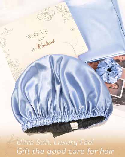 Adjustable Silk Bonnet Double Layer Satin Bonnet Hair Bonnet for Sleeping Bonnet