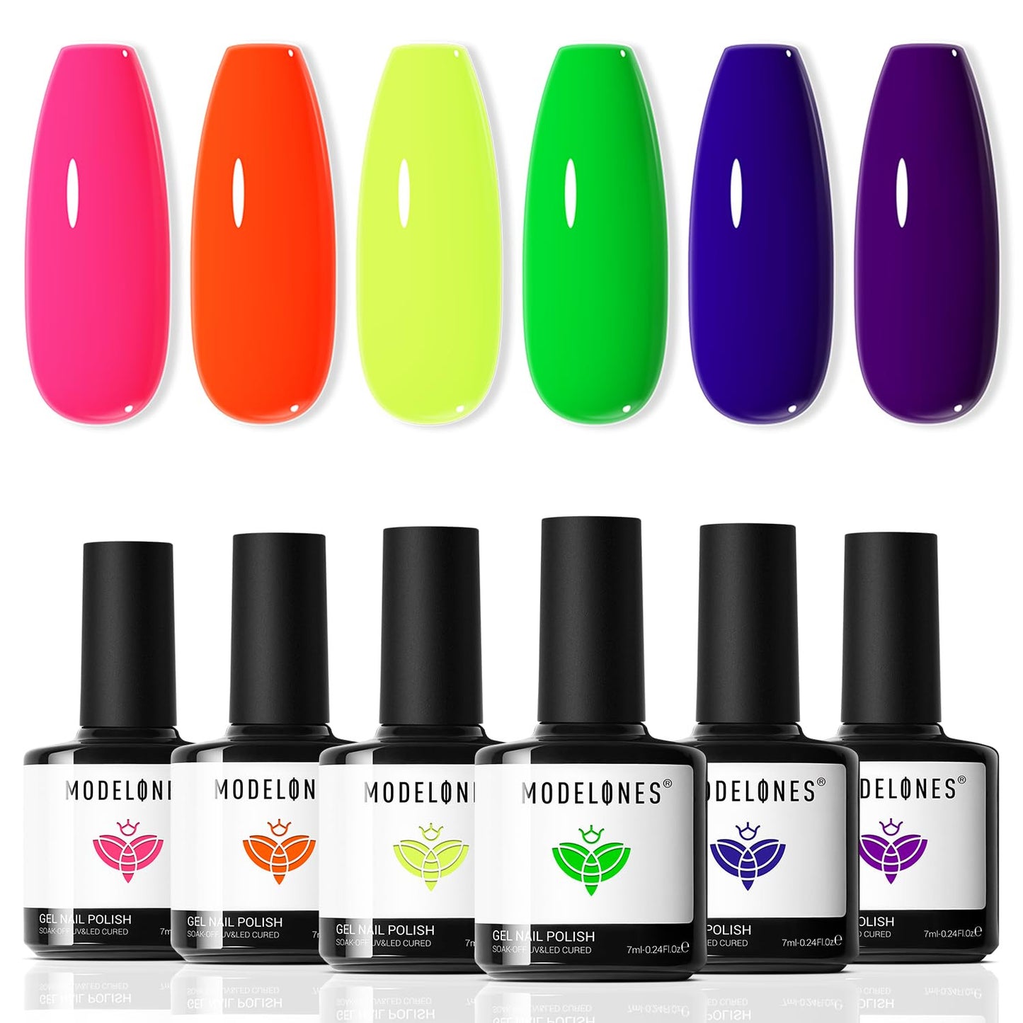 Neon Gel Nail Polish Set -6 Colors Summer LGBT Hot Pink Blue Purple Green Yellow