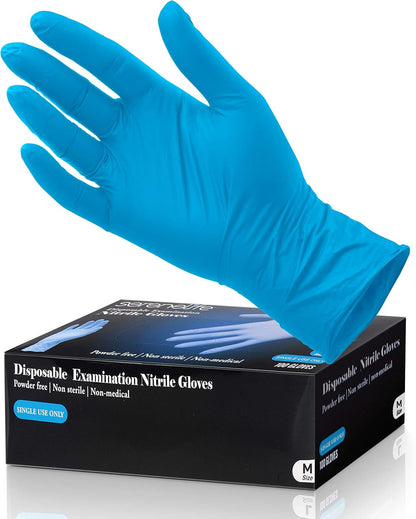 Nitrile Disposable Latex & Powder Free Medium Gloves - Great for Kitchens, Food