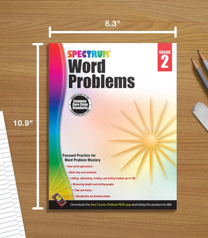 Spectrum Word Problems 2Nd Grade Math Workbook, Addition, Subtraction, Word Prob