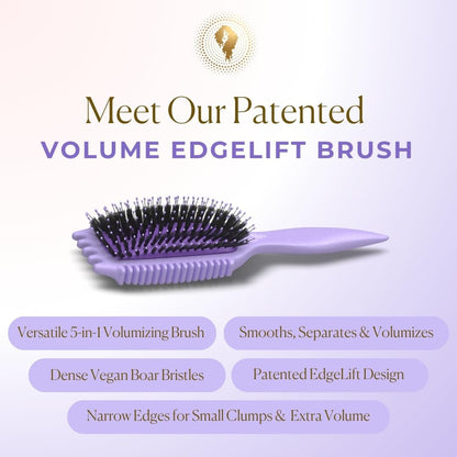 Volume Edgelift Brush, 5-In-1 Tool for Volumized Waves, Curls & Coils - Purple