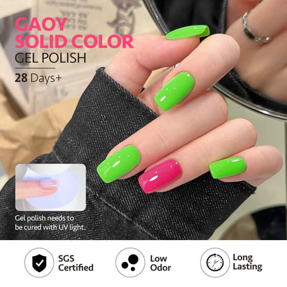 Neon Gel Nail Polish Set, 6 Bright Colors Orange Hot Pink Glow in Dark, Soak off