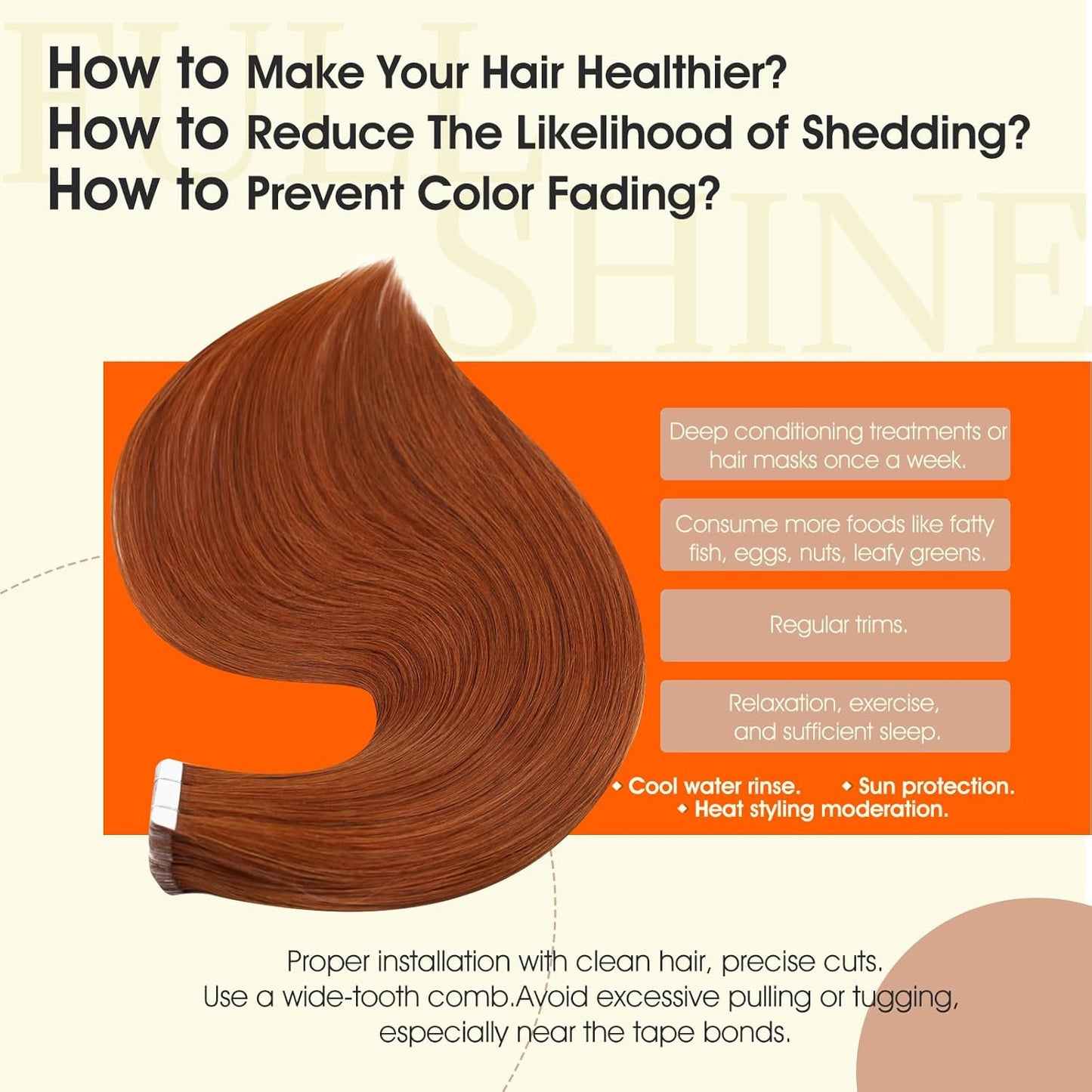 Tape in Extensions Color 550 Red Orange Double Sided Tape in Hair Extensions Hum