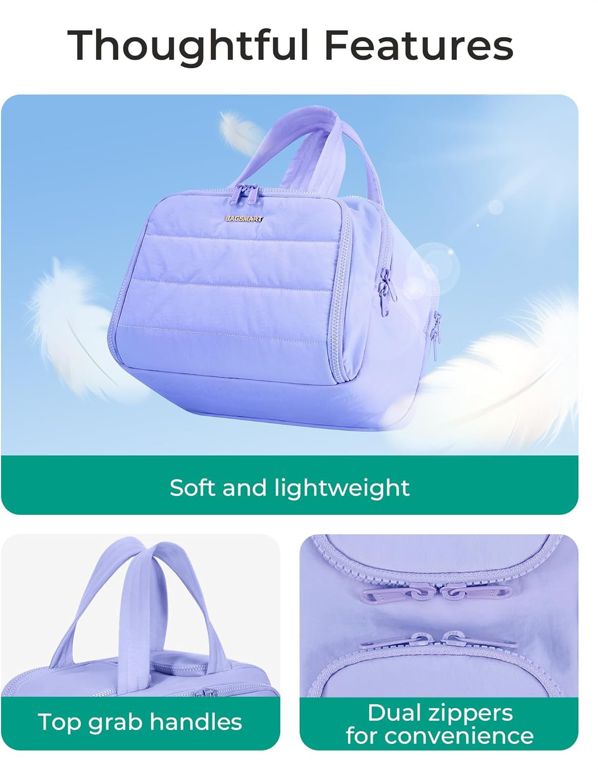 Travel Toiletry Bag, Lightweight Large Wide-Open Travel Bag for Women, Puffy Cos