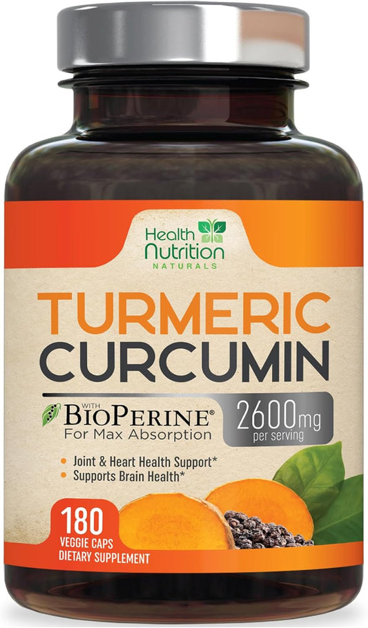 Turmeric Curcumin Supplement 2600Mg - 95% Curcuminoids with Organic Turmeric & B