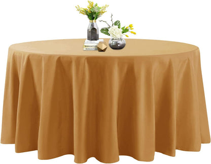 120 Inch round Tablecloth - Stain and Wrinkle Resistant Washable Polyester Table