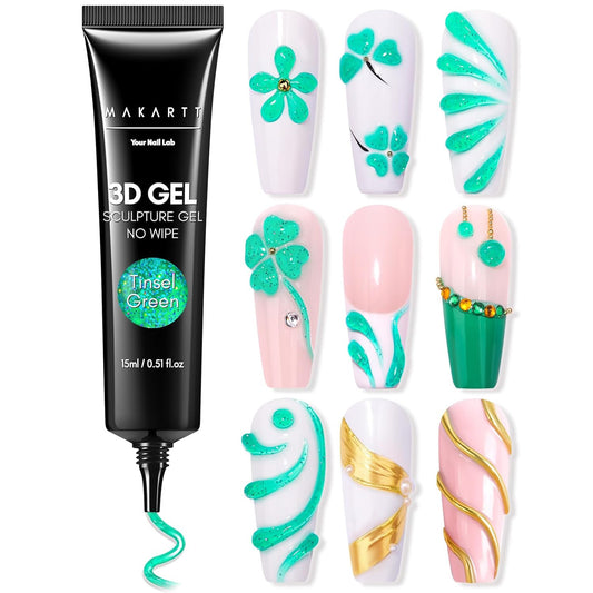 3D Gel Nail Art- 3D Nail Gel Sculpting Gel for Nail Designs 15Ml 3 in 1 No Wipe