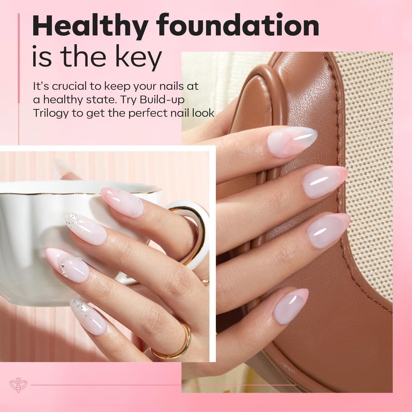 Nail Dehydrator and Primer with Builder Nail Gel, 3Pcs Cover Nude Pink LED Gel B