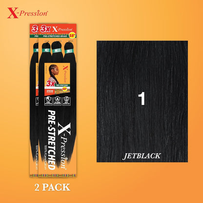 X-Pression Prestretched Braiding Hair - 3X Braid 58 Inch All Kanekalon Flame Ret
