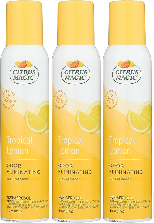 Odor Eliminating Air Freshener Spray, Tropical Lemon, 3-Ounce, Pack of 3