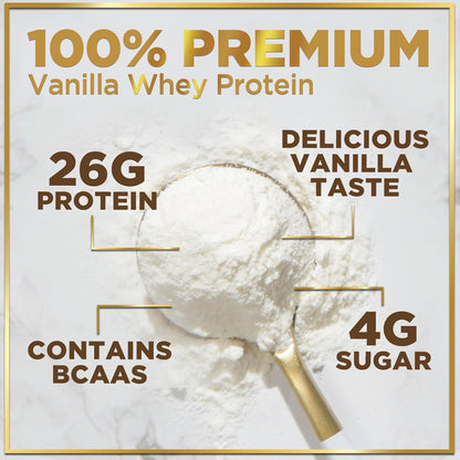 100% Whey Protein Powder, Creamy Vanilla Whey Isolate 26G Protein & Bcaas - Supp