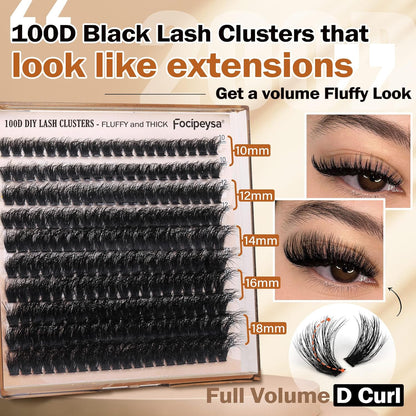 Thick Eyelash Extension Kit Volume Lash Clusters Kit 10-18Mm Individual Lashes C