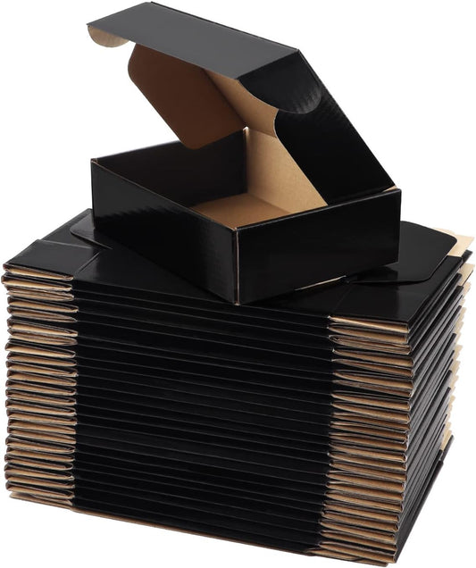 25 Pack 7X5X2 Shipping Boxes for Small Business, Black Packaging Cardboard Boxes