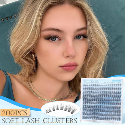 Natural Lash Clusters Wispy Eyelash Clusters 200Pcs Lashes Clusters C Curvature