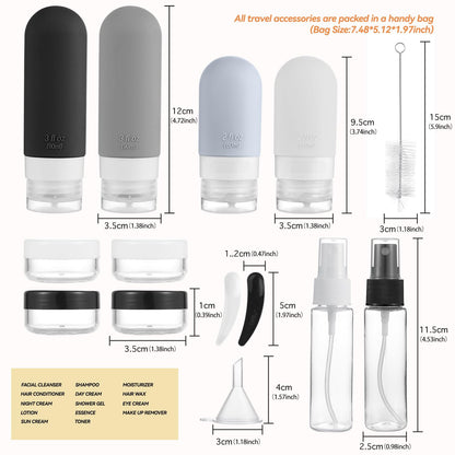 16 Pack Travel Bottles Set - TSA Approved Leak Proof Silicone Squeezable Contain