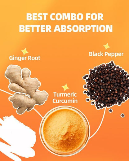 Turmeric Curcumin Gummies with Black Pepper 2 Pack, Turmeric and Ginger Suppleme