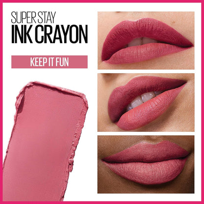 Super Stay Ink Crayon Lipstick Makeup, Precision Tip Matte Lip Crayon with Built