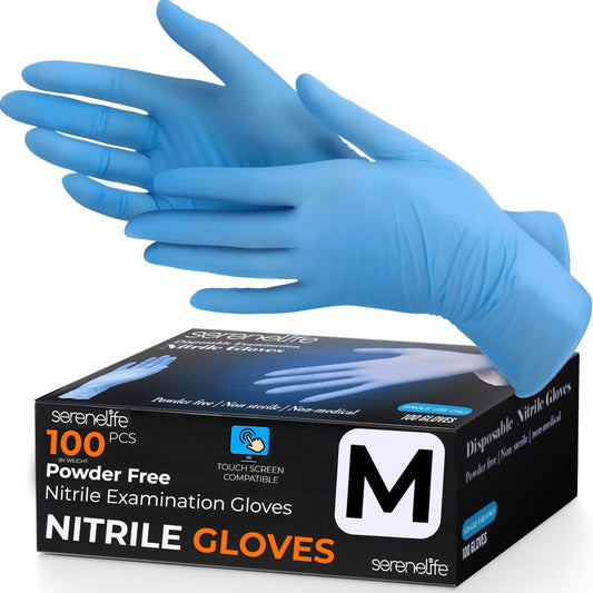 100 Count Medium Gloves Nitrile Disposable Latex & Powder Free - Great for Kitch
