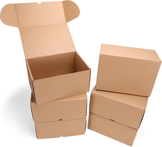 10X7X5 Inch Shipping Boxes 6 Pack Brown, Tab Lock Tuck Top Mailer Boxes for Pack