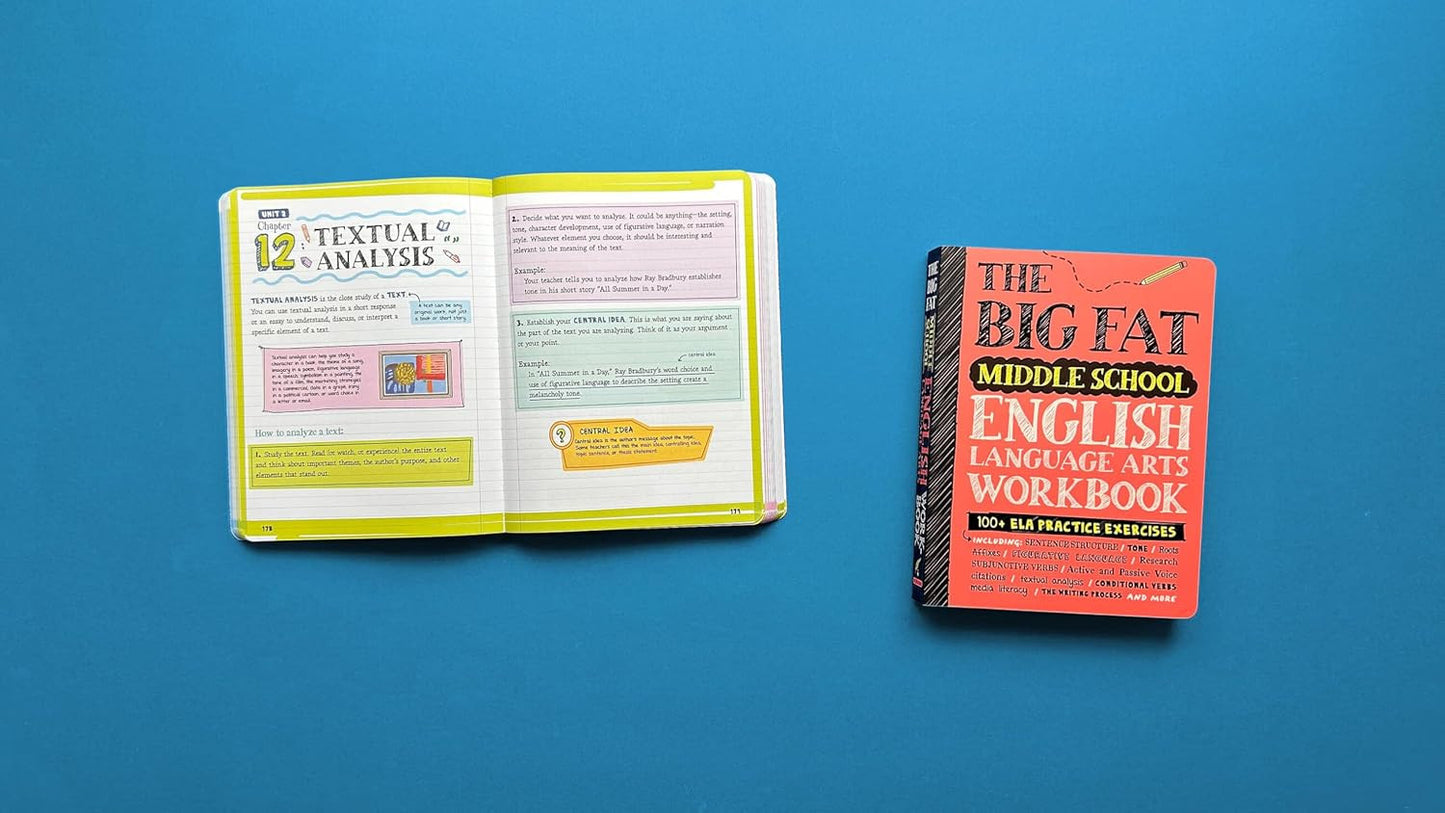 The Big Fat Middle School English Language Arts Workbook: 100+ ELA Practice Exer