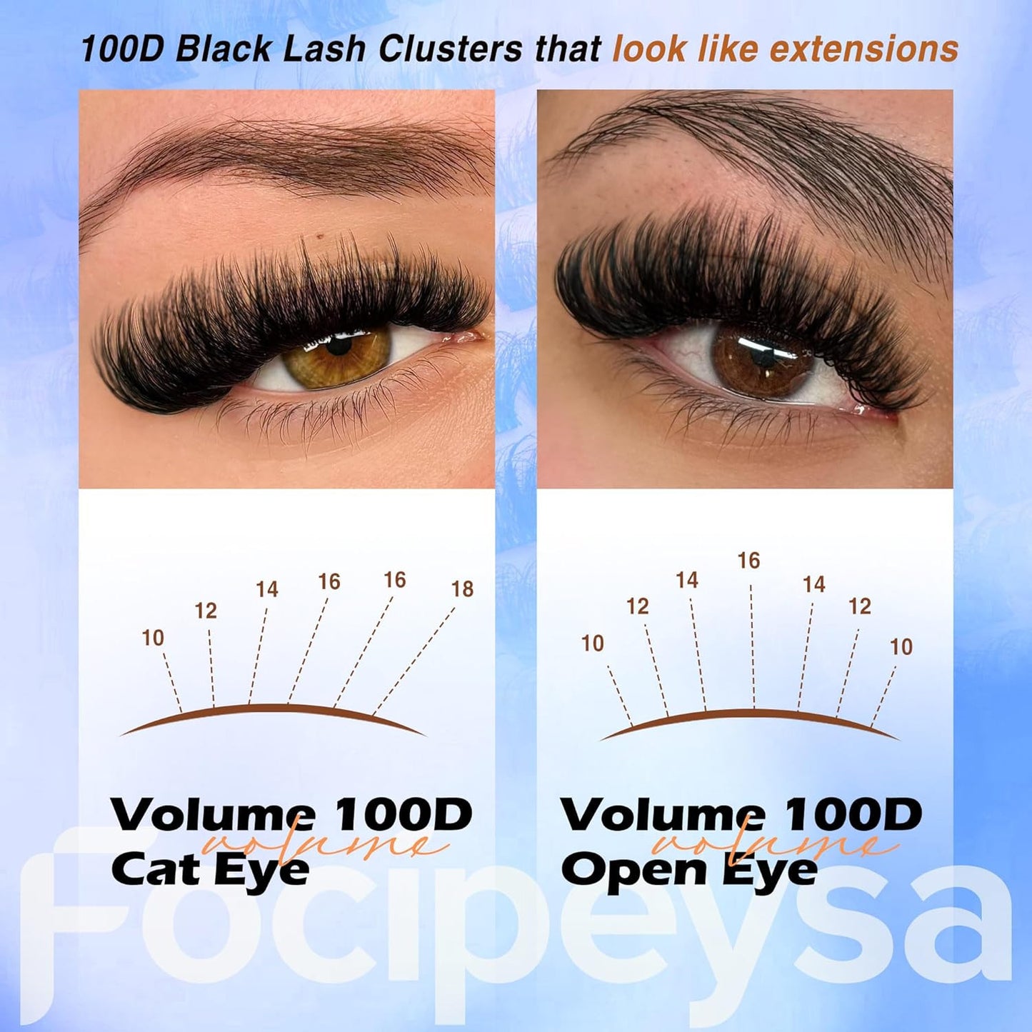 Thick Lash Extension Kit Full Lash Clusters 100P Eyelash Extension Kit DIY Lash