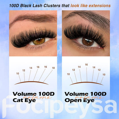 Thick Lash Extension Kit Full Lash Clusters 100P Eyelash Extension Kit DIY Lash