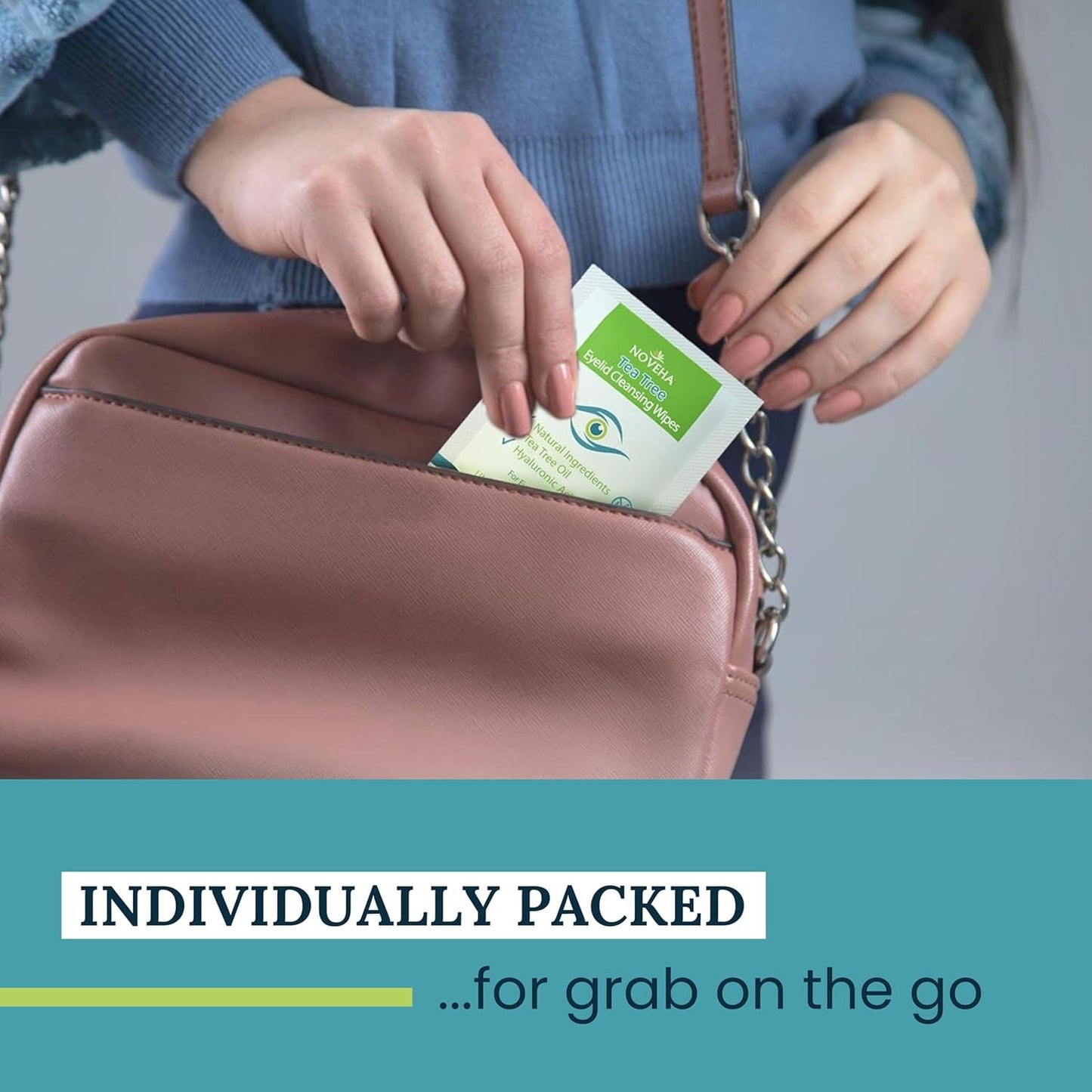 Tea Tree Oil Eyelid & Lash Wipes with Hyaluronic Acid, Green Tea & Chamomile for