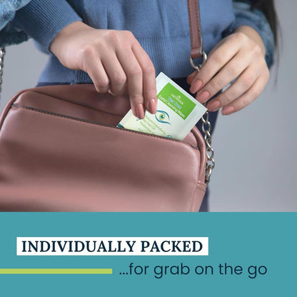 Tea Tree Oil Eyelid & Lash Wipes with Hyaluronic Acid, Green Tea & Chamomile for