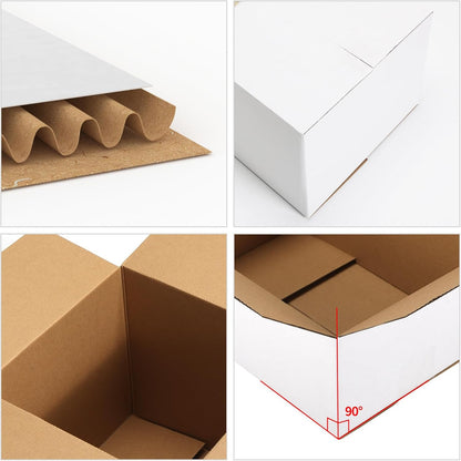 12X8X6 White Shipping Boxes Set of 15, White Corrugated Cardboard Boxes for Smal