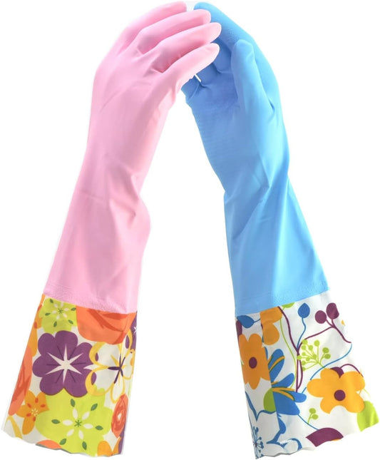 2 PAIRS Household Gloves Latex Free Cleaning Gloves with Soft Lining Long Cuff 1