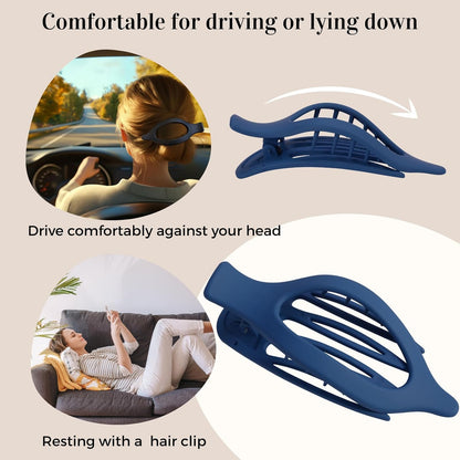 8 Pack Blue Flat Hair Clips – Matte Large French Blue Claw Clips for Women & Gir