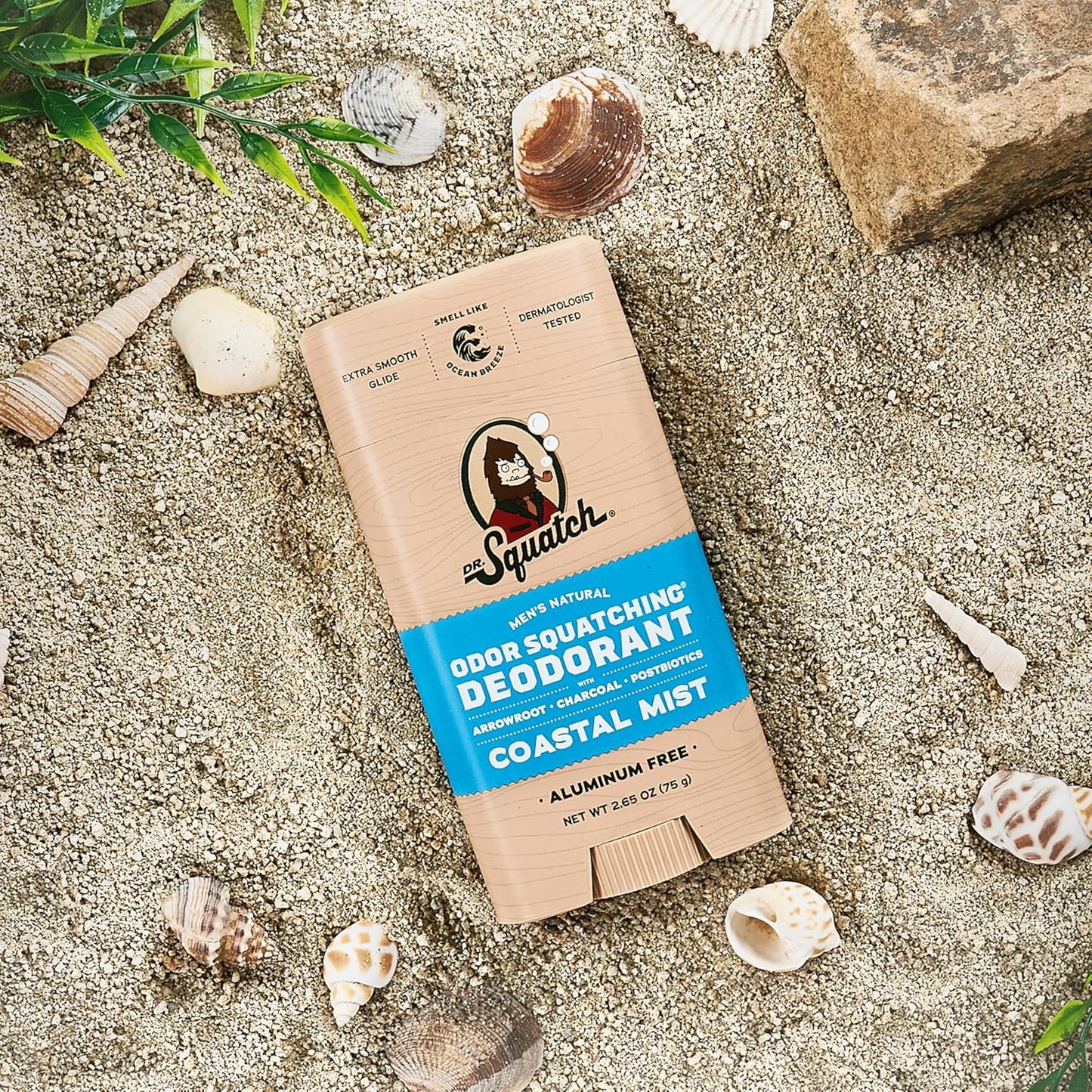 Natural Deodorant for Men - Odor-Squatching Aluminum Free - Coastal Mist (2.65 O