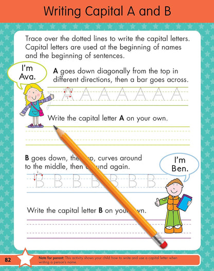 Writing Workbook for Ages 4-7 with 75+ Handwriting Activities, Pencil Control, L