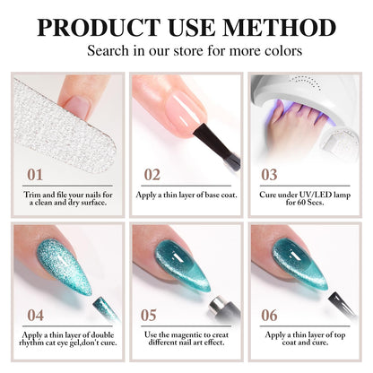 0.5 OZ Cat Eye Gel Polish with Magnet 15ML Holographic Glitter Shimmer Transluce