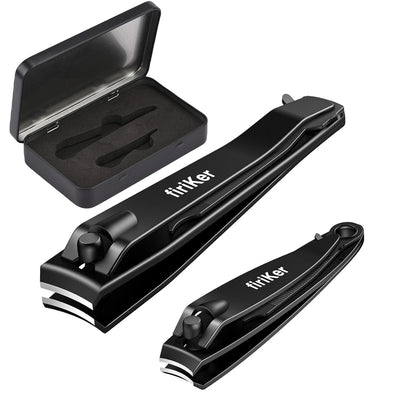 Nail Clippers Set, Heavy Duty Black Matte Stainless Steel Nail Clipper with Nail