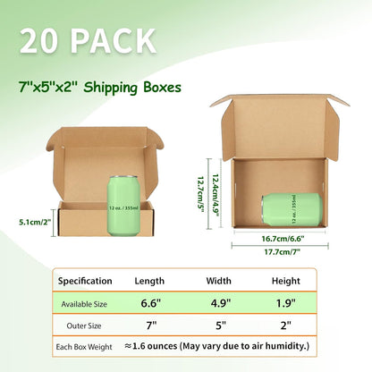 7X5X2 Shipping Boxes Set of 20, Brown Corrugated Cardboard Literature Mailer Box