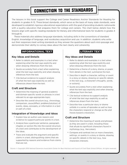 100 Task Cards: Text Evidence: Reproducible Mini-Passages with Key Questions to