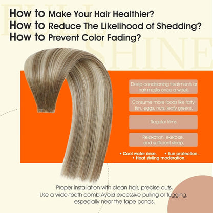 Tape in Human Hair Extensions Color 3/8/22 Brown and Blonde Tape in Hair Extensi