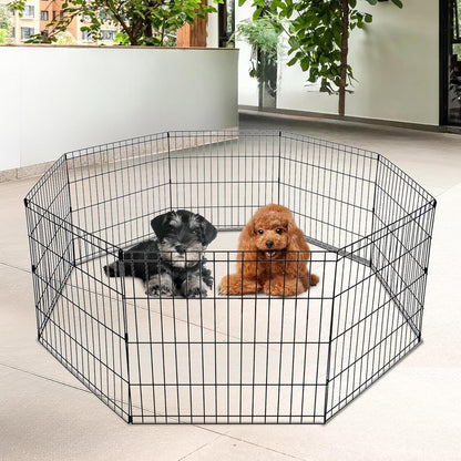 24 Inch Dog Pen 8 Panel Dog Playpen Indoor Outdoor Metal Puppy Pet Fence Portabl