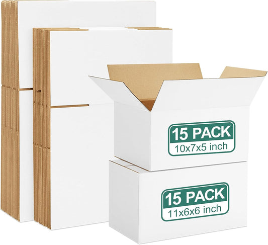 30 Pack Small Shipping Boxes Assorted Sizes, 10X7X5 & 11X6X6 15 PCS Each Small B