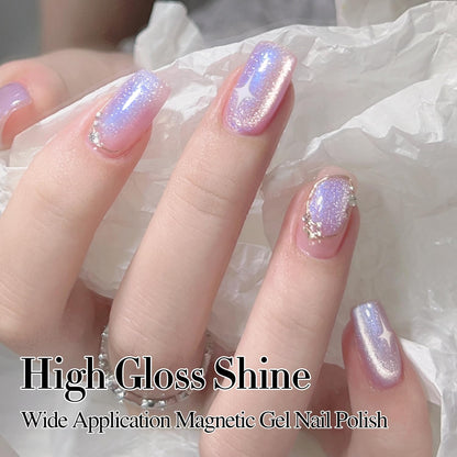 0.5 OZ Cat Eye Gel Polish with Magnet 15ML Holographic Glitter Shimmer Transluce