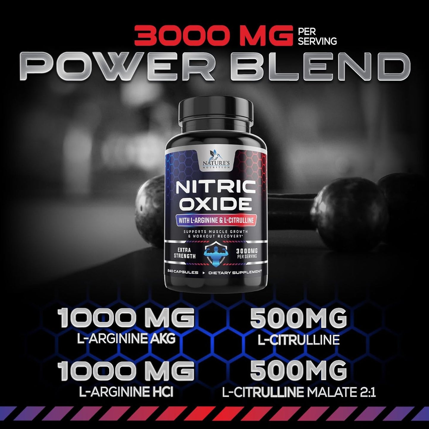 Nitric Oxide Booster Extra Strength 3000Mg - L Arginine 3X Strength Nitric Oxide