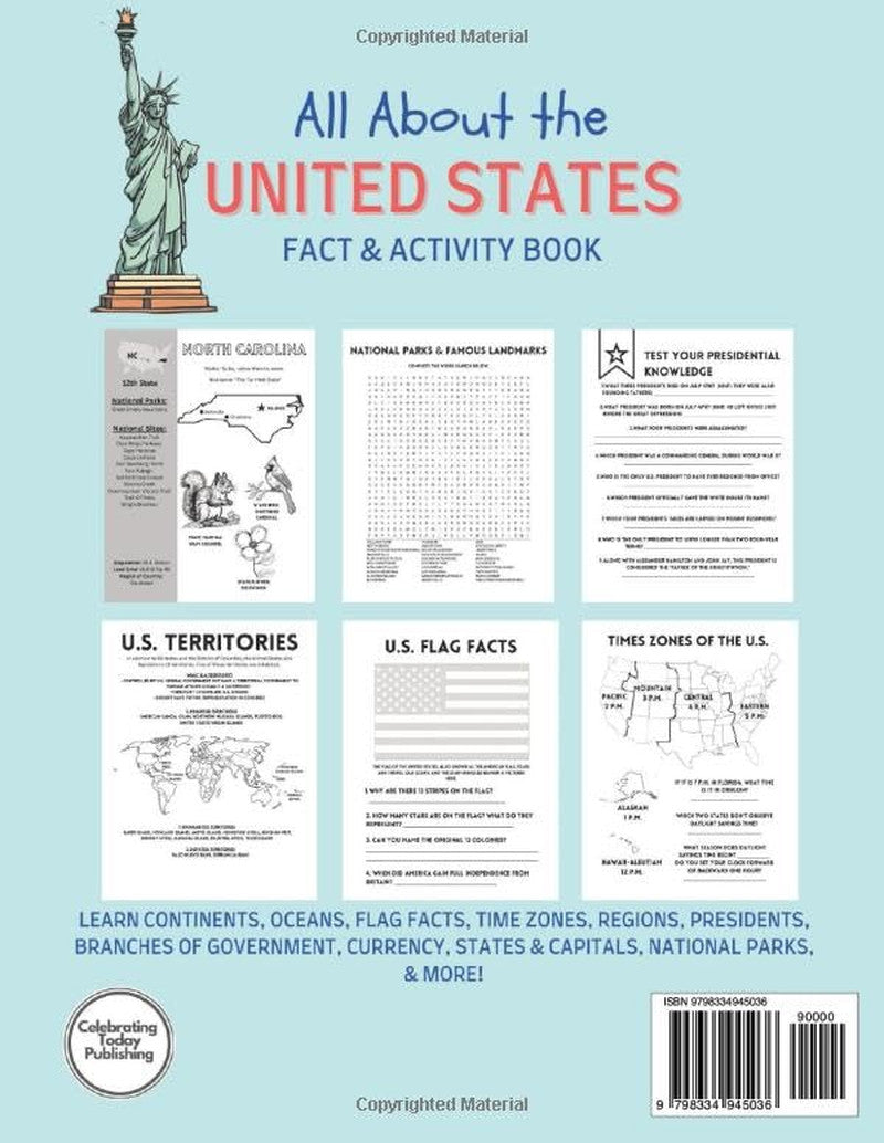 All about the United States Fact and Activity Book: Learn Geography, Capitals, U