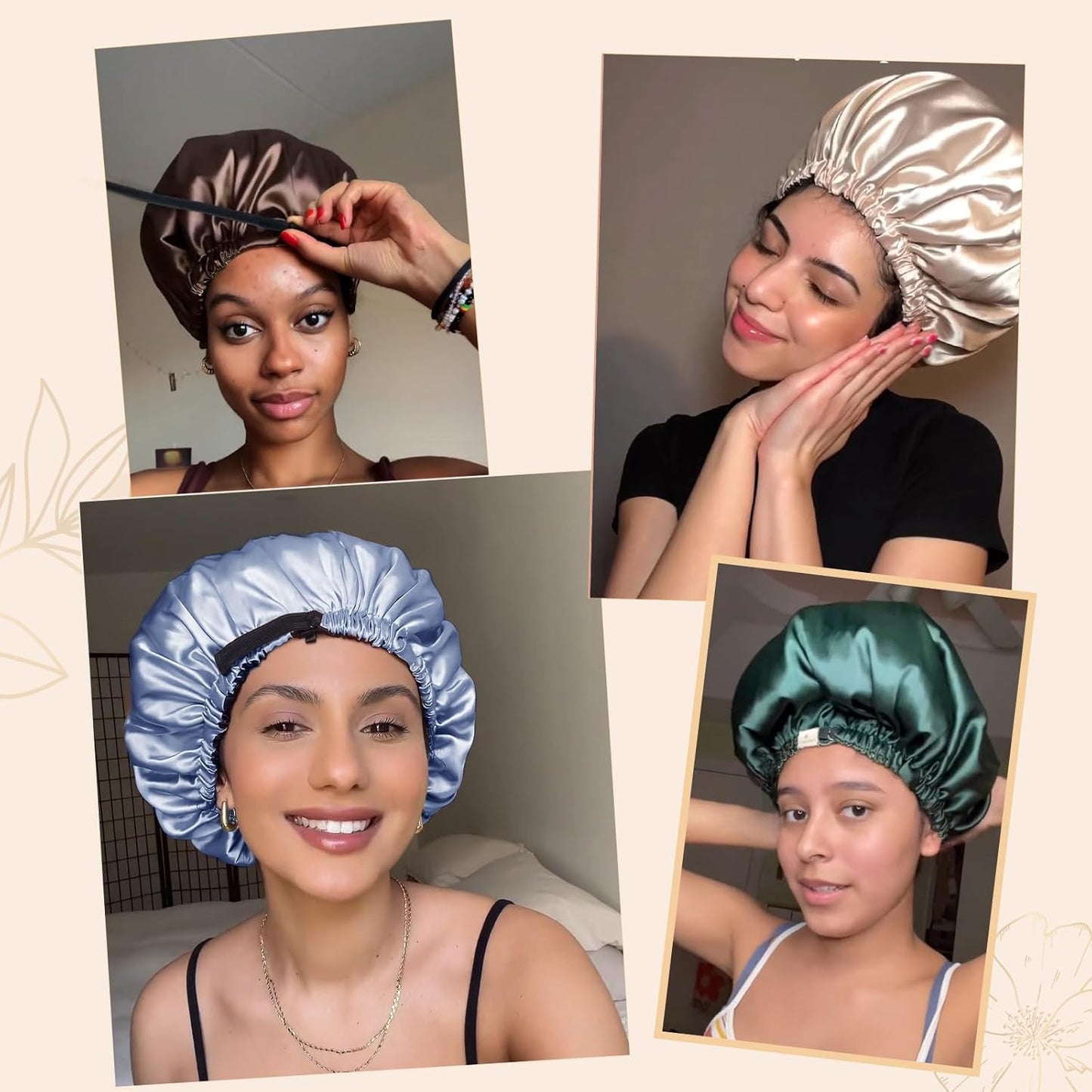 Adjustable Silk Bonnet Double Layer Satin Bonnet Hair Bonnet for Sleeping Bonnet