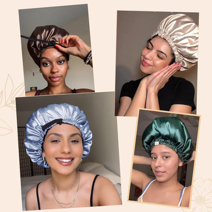 Adjustable Silk Bonnet Double Layer Satin Bonnet Hair Bonnet for Sleeping Bonnet