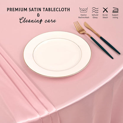 6 Packs Satin Tablecloth 120 Inch Rose Gold round Table Cloth Silk Tablecloth Sm