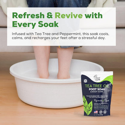 Tea Tree Oil Foot Soak with Epsom Salt - Best Toenail Fungus Treatment, Athletes