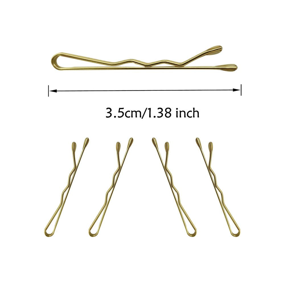 220 Count Mini Wavy 1.38 Inch Blonde Bobby Pins,  Small Gold Hair Clips with Sto